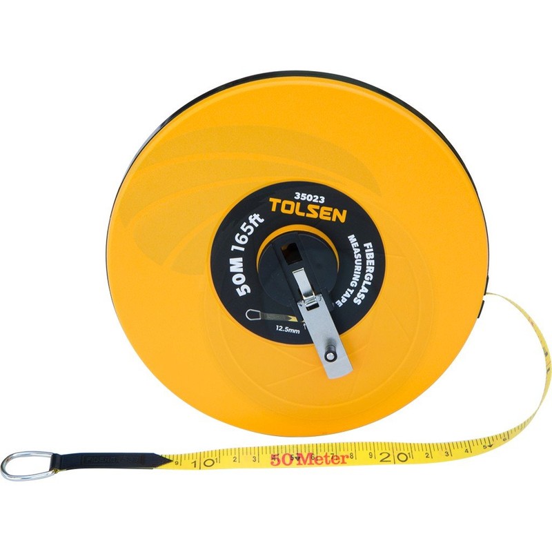 TOLSEN 50M 165FT Constriction Imperial Metric Fiberglass Measuring Tape Reel