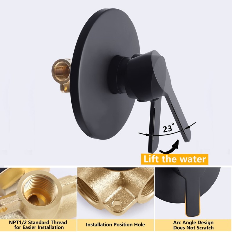 DOLGABA Single Function Shower Handle Valve Bathroom Trim Kit Rough-In