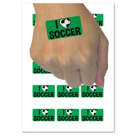 I Love Soccer Heart Shaped Ball Sports Temporary Tattoo Water Resistant Fake Body Art Set Collection - 15 2" Tattoos (1 Sheet)