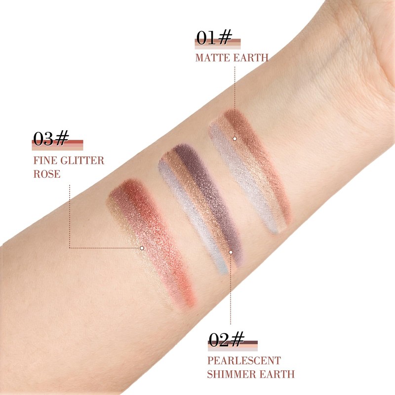 3-Color Gradient Eyeshadow Stick, Waterproof Cream-to-Powder Eye Shadow, Long-Lasting Blendable