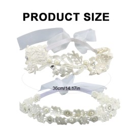 IUDWCG 2 pieces baby headband, baby girl grosgrain band, wedding children's headband hair band, newborn headband, baby jewellery, headband baby girl lace chiffon fashion headband elastic hair band,