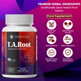 High Strength TongAliRoot, 180 Capsules, 400mg per Serving, 6 Month Supply Food Supplement with Ginseng