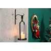 Souliron Hanging Hurricane Glass Wall Sconce Candle Holder Black Metal