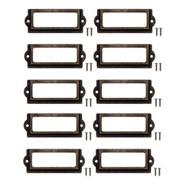 FUXXER 10 x Label Windows, Apothecary Cabinets, Card Holder, Antique Bronze Design, 83 x 33 mm