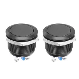 DMiotech 7/8 Inch Aluminium Alloy Momentary Push Button Switch Flat Head 250V 5A Black Shell with Screw Foot 1NO for Car Boat Systems Custom Setups 2Pcs