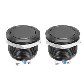 DMiotech 7/8 Inch Aluminium Alloy Momentary Push Button Switch Flat Head 250V 5A Black Shell with Screw Foot 1NO for Car Boat Systems Custom Setups 2Pcs