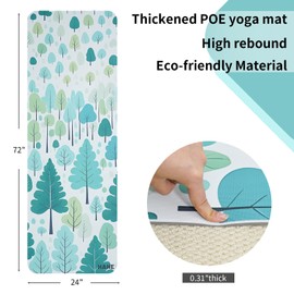 HAHE Non Slip Yoga Mat Thick (8MM,0.31"), POE Material High Rebound,Suitable for Yoga, Pilates, Fitness, and More, Provides Superior Cushioning and Support, Durable and Long-Lasting (72" x 24") with Carrying Strap (Forest fairy tale)