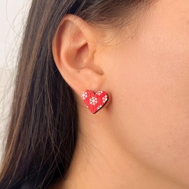 Christmas Love Earrings for Women, Wooden Love Snowflakes Christmas Trees Candy Christmas Earrings for Women (red)