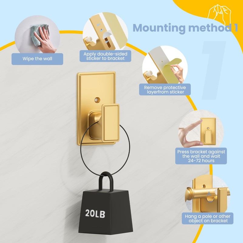 TKZTKZ No Drilling Curtain Rod Brackets:Self Adhesive Curtain Rod Holders