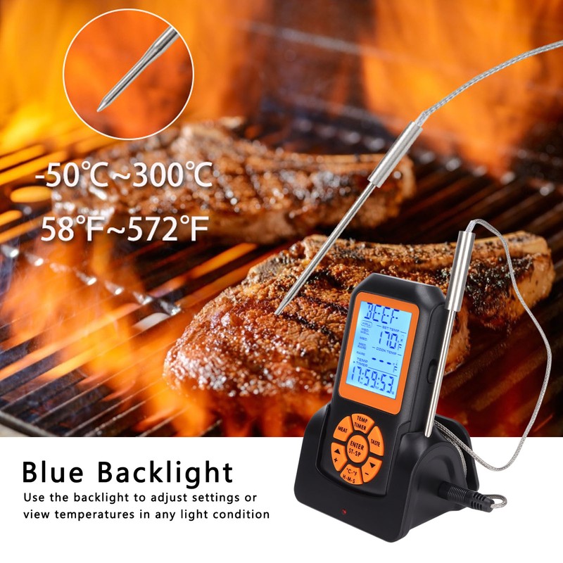 Wireless Barbecue Thermometer 328ft Remote Range Digital Kitchen Thermometer with