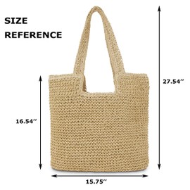 COZYOFFI Straw Beach Tote Bag: Large Summer Boho Woven Bags - Rattan Handmade Shoulder Handbags for Women(Beige)
