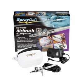 Spraycraft SP30KC Airbrush & Compressor Kit – Single Action Gravity Feed Brush Set