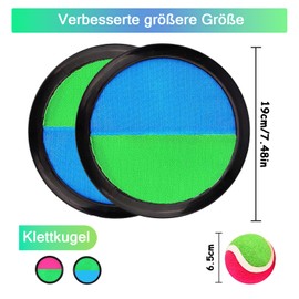 Velcro Ball Game Velcro Ball Set with 2 Blue Catch Discs 2 Velcro Balls Ball Games Velcro Game for Outdoor Children from 3 4 5 6 Years – Throw Games and Catch Game Beach Games Children for Garden,