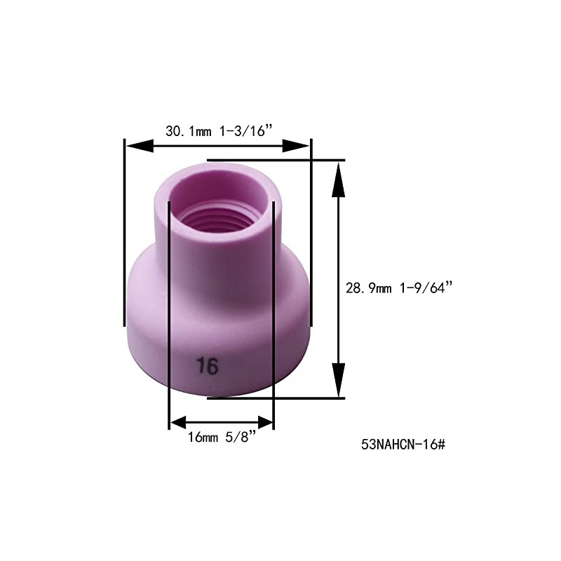 RIVERWELD TIG Screen 53NAbSP3 16# and Champagne Alumina Nozzle Ceramic
