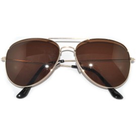 Aviator Sunglasses Gold Metal Frame with Brown Lens Stylish Fashion