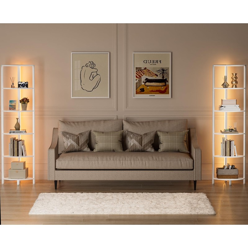 Furnulem 6 Tier Corner Shelf with LED Light, 67.5” Tall