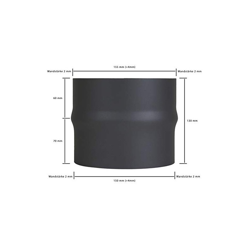 LANZZAS Flue Pipe Extension from Diameter 150 mm to Diameter