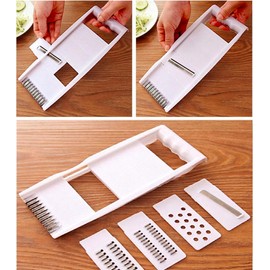 4-Piece Vegetable Grater, Carrot Slicer, Carrot Grater, Vegetable Slicer, Kitchen Grater with Stainless Steel Blades, Grater Slicer for Salad, Carrot Salad, Fruit Grater, Tёрка-Корейка (White)