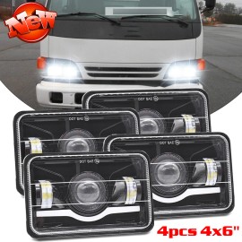 CHUSYYRAY Newest Upgrade for Isuzu NPR 1991-2005 Truck 4PC DOT 4x6 inch LED Headlights H4