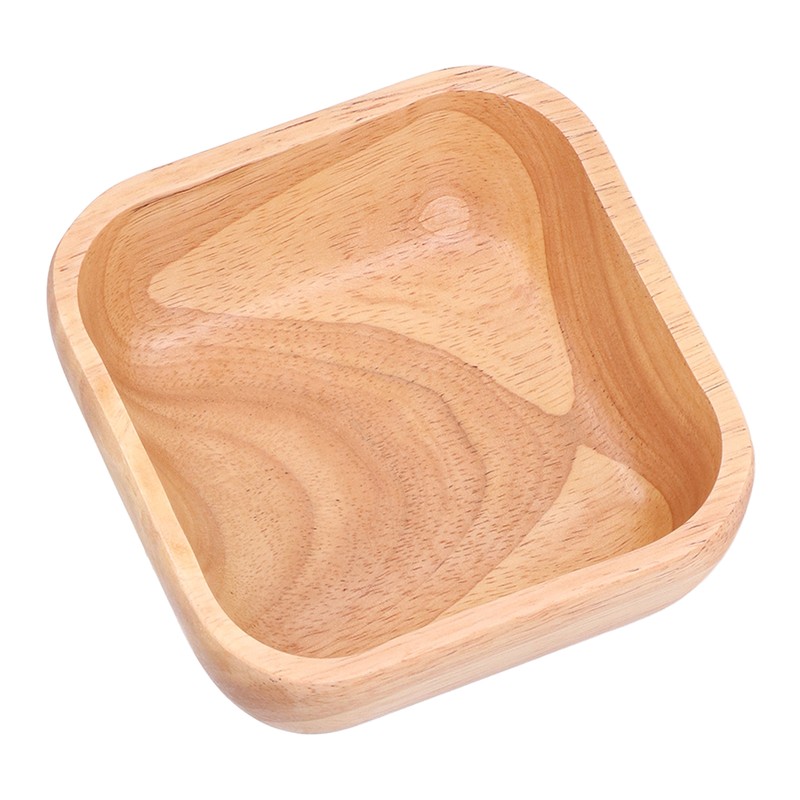 Rubber Wood Salad Bowl Handcrafted Simple Stylish Square Bowl Tableware