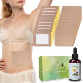 STFOCE 20Pcs Castor Oil Pack Wrap, Castor Oil Packs Self-Adhesive, No Leakage, No Wash, Portable, Cold Pressed Organic Castor Oil Unrefined in Dark Bottle (4fl.oz/125ml), for Home and Travel