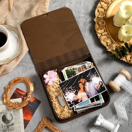 Yaomiao Wedding Keepsake Box Wooden Wedding Pictures Box 7.5x7.5 Memory Gifts Versatile Storage for Cards Envelope Jewelry USB Flash Drive Wood Thumb Drive Boxes for Bridal Shower
