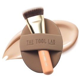 THE TOOL LAB All Day Fitting Duo (tipo resplandor) - Juego de Maquillaje Base Premium para Base Líquida Crema en Polvo, Cepillo Facial para Pulir y Di
