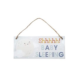 CGB Giftware | Shhhhh! Baby Sleeping Wooden Hanging Door Sign | New Born Gift | Gift For Home | Little Tribe Range | GB06759