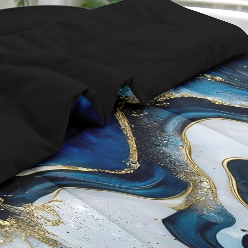 Pamnest Comforter Set Queen Size, Deep Blue Painting 7 Pcs