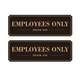 Sigicanage Employees Only Sign for Door, (2 Pack) Self-Adhesive Staff Only for Business Door and Wall 9 x 3 Inches black/god
