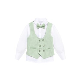 Lilax Boys’ Formal Suit Set, Boys Wedding Ring Bearer Outfit for Kids, Dresswear 4 Piece Suit Set (9 Years, Green)