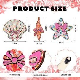 Vicenpal 3 Pcs Pink Bow Beach Wall Decor Seashell Starfish Bathroom Decor Coquette Ocean Coastal Summer Themed Wall Art Gifts for Living Room Bathroom Bedroom