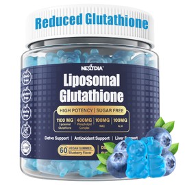 Nextdia Liposomal Glutathione Gummies 1100mg Supplement, L-Glutathione Reduced with Vitamin C, Phospholipids, ALA, NAC & Milk Thistle, Antioxidant for Anti-Aging, Immune & Cleansing, Vegan, 60 ct