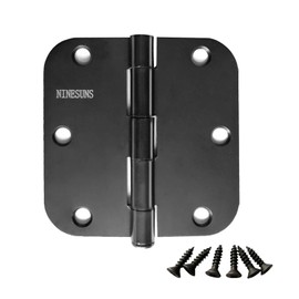 NINE SUNS 3 Pack Door Hinges 3 1/2 Inch - Matte Black Silent Hinges for Doors - 5/8" Radius Round Corners for All Interior Doors - Removable Pin Design for Easy Installation and Maintenance