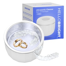Hello Bright - Ultrasonic Retainer Cleaner Machine for Invisalign, Aligner, Night Guard, Denture, Whitening Tray, Mouth Guard and Toothbrush Head - Dental UV Ultrasonic Cleaner Pod [no UV Light]