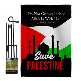 USA Decoration Save Palestine Garden Flag Set with Stand Support Cause Pray for Home Country International World House Decoration Banner Small Yard Gift Double-Sided, Made in USA