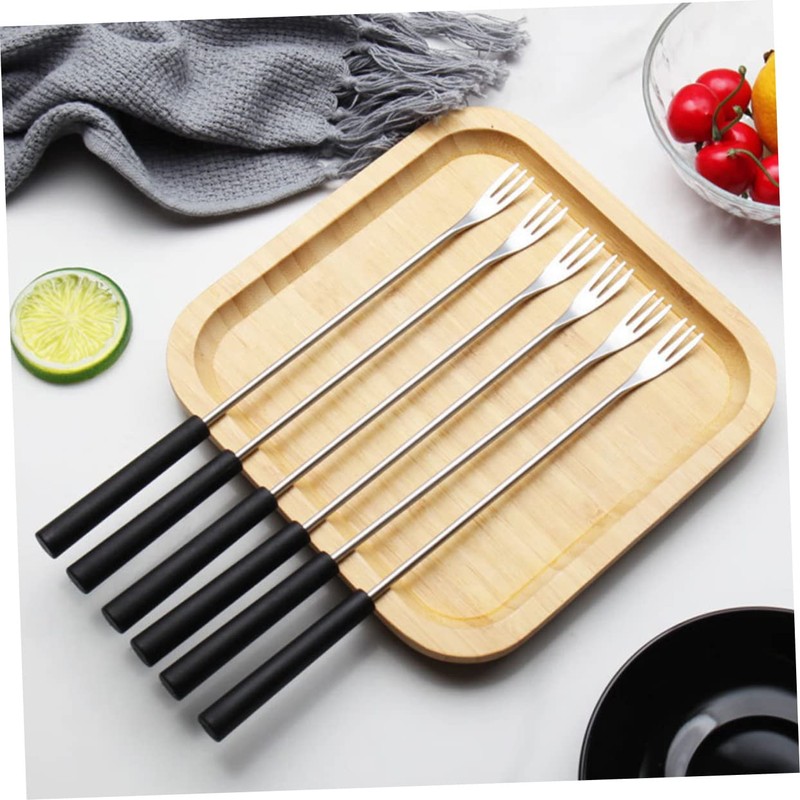 Ciieeo 6Pcs Stainless Steel Fondue Forks Household Dipping Forks with