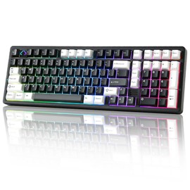 YUNZII AL98 QMK/VIA Wireless Mechanical Gaming Keyboard,Full Aluminum,BT/2.4G/USB-C, Pre-Lubed Hot Swappable Gasket Mount 1800 Layout,RGB Backlit for Win/Mac (Black, Cocoa Cream V2 Switch)