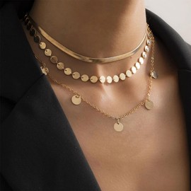 Necklaces for Women Dainty Gold Chain Necklace Women Layered Necklace for Women Cross Circle Bar Charm Necklace for Women Jewelry Gifts Trendy 2025