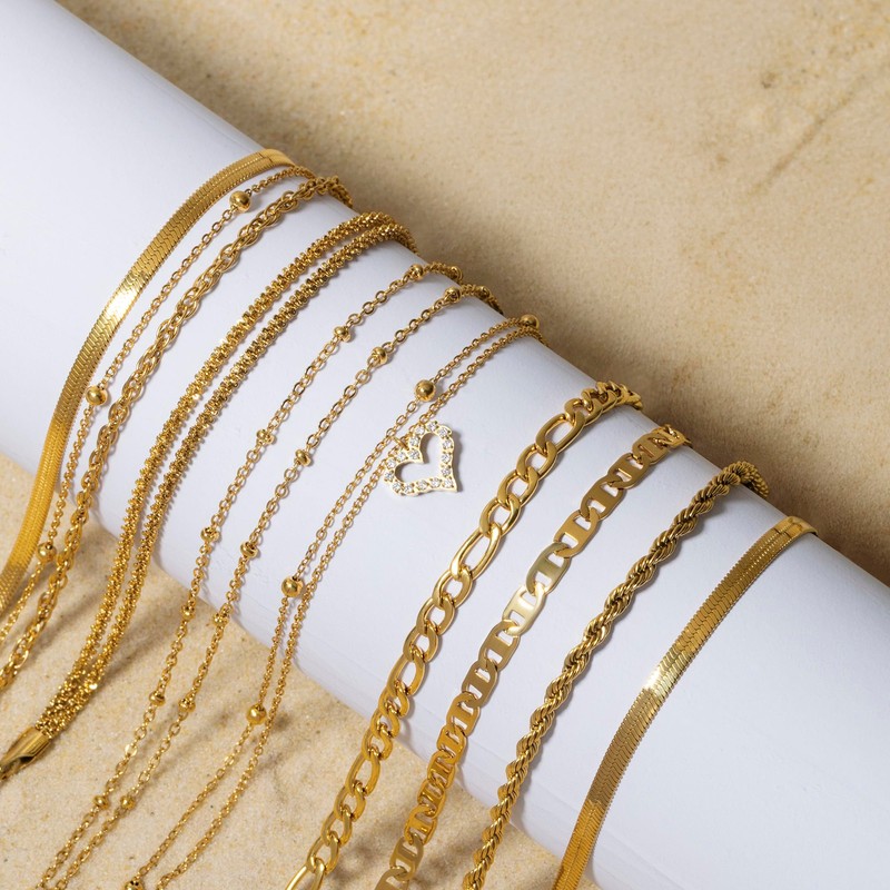 Amberta SIlber Gold Anklet for Women | Anklet Boho for