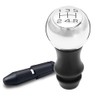 Gear Knob 5 Speed Gear Shift Knob Universal (White) (Silver)