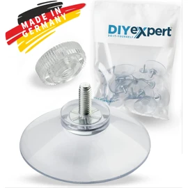 DIYexpert® 4x / 8x / 12x / 20x Suction Cup Ø 30mm / Ø 40mm / Ø 50mm with thread M4x6mm / M4x10mm, includes Transparent Knurled Nuts - Made in Germany