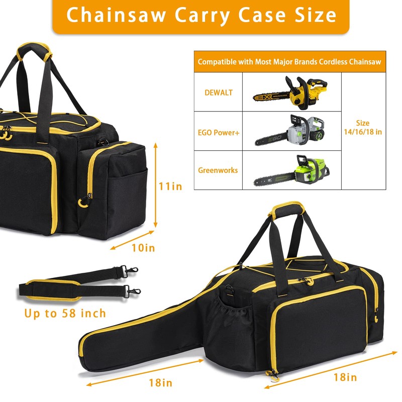 Chainsaw Case, Durable Chainsaw Bag with Removable Spill-proof & Wipe-clean