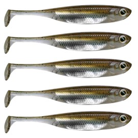 QualyQualy Soft Plastic Swimbait Paddle Tail Soft Lures 3.94" Shad Lure Shad Bait Bass Bait Shad Minnow Soft Swim Bait for Bass Trout Walleye Crappie Pike (5#, 3.94in - 5Pcs)