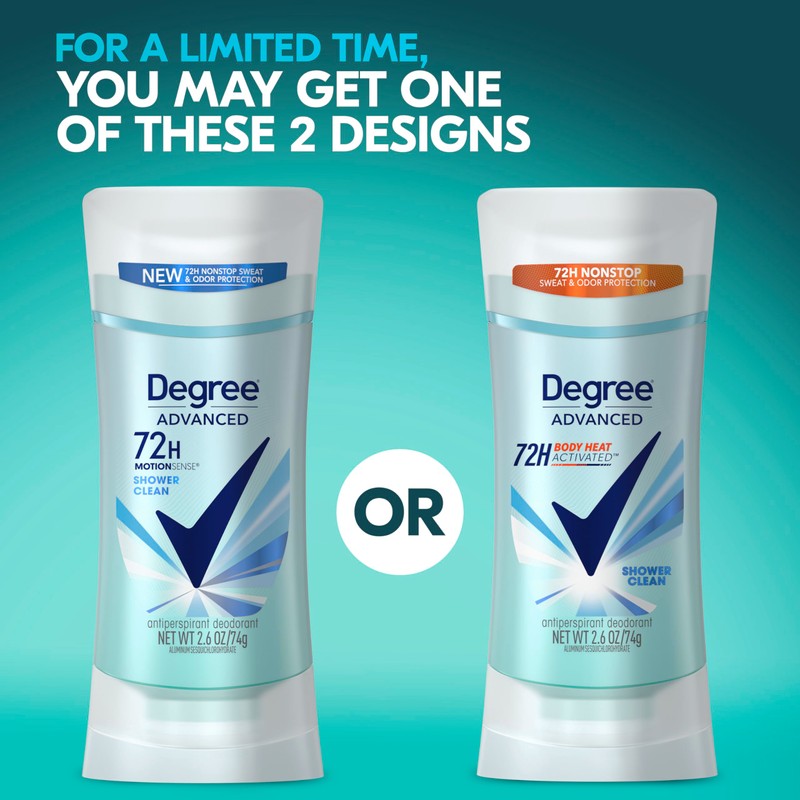 Degree Advanced Protection Antiperspirant Deodorant Shower Clean for 72-Hour Sweat