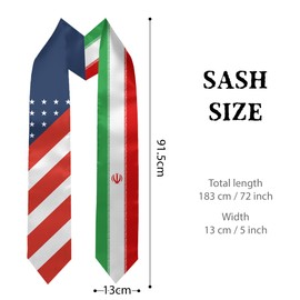 Iran Flag and USA Country Flag Graduation Stole Graduation Sash Scarf Graduation Gift for International Student Abroad Adult Unisex