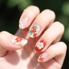 Square Press on Nails Short Fake Nails with Flower Leaves