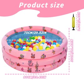 Shyllin 80 x 80 x 22 cm Inflatable Children's Pool, Three Ring Inflatable Paddling Pool, Paddling Pool for Children, Baby Pool Play Pool (Light Pink L)