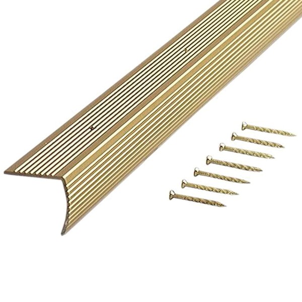 M-D Building Products 79103 Fluted 1-1/8-Inch by 1-1/8-Inch by 72-Inch Stair Edging, Satin Brass