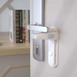SAFELON 2 Pieces Door Lever Locks for Child and Pet Lock, Door Handle Locks for Toddlers, Baby Safety Locks for Toddlers (White)